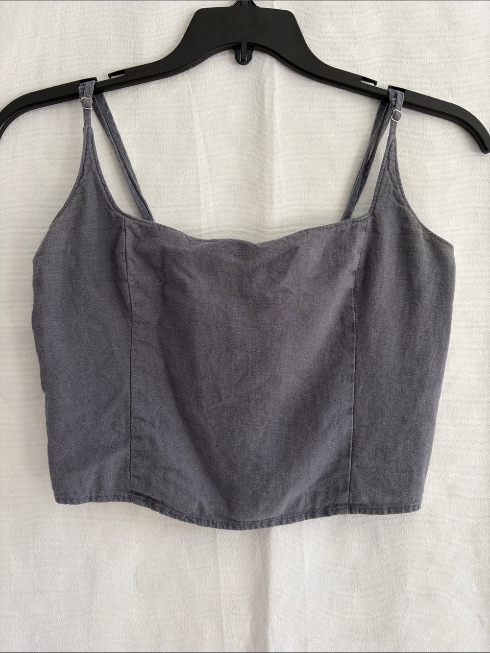 Abercrombie & Fitch Charcoal Gray Linen Blend Crop Cami, M